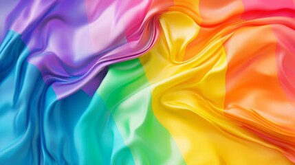 Obraz premium A vibrant swirl of silky fabric in rainbow colors, symbolizing pride and inclusivity.