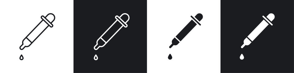 Eye dropper icon vector icon set black filled and outlined style.