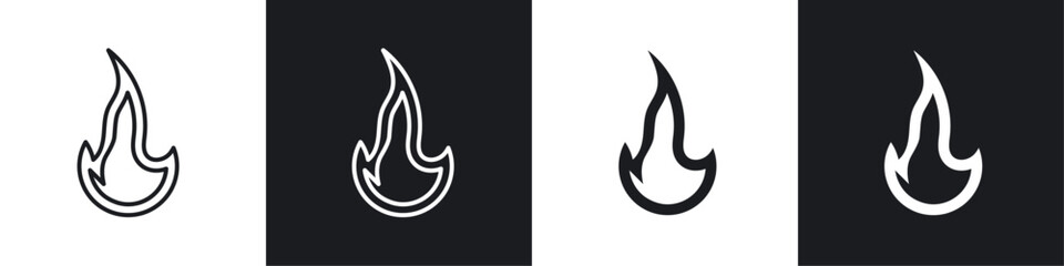 Naklejka premium Fire icon vector icon set black filled and outlined style.
