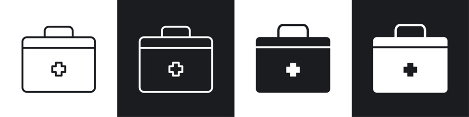 First aid icon vector icon set black filled and outlined style.