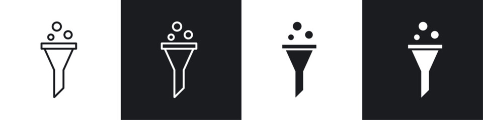 Funnel icon vector icon set black filled and outlined style.