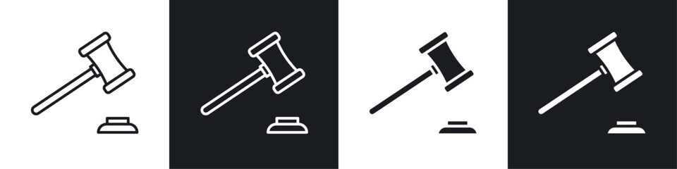 Gavel icon vector icon set black filled and outlined style.