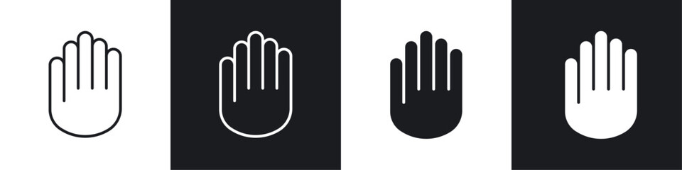 Hand icon vector icon set black filled and outlined style.