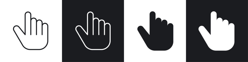 Hand pointer icon vector icon set black filled and outlined style.