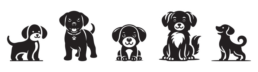 Set of cute dog silhouette