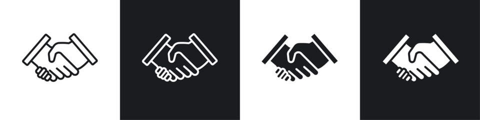 Handshake icon vector icon set black filled and outlined style.