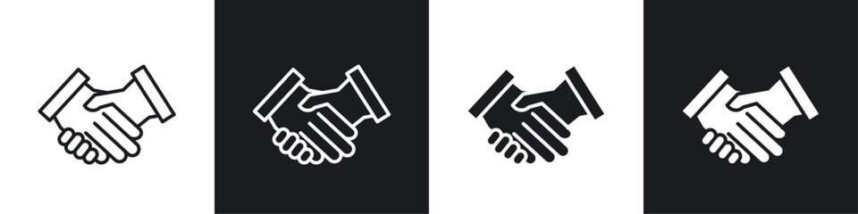 Handshake icon vector icon set black filled and outlined style.
