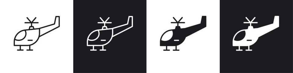 Helicopter icon vector icon set black filled and outlined style.