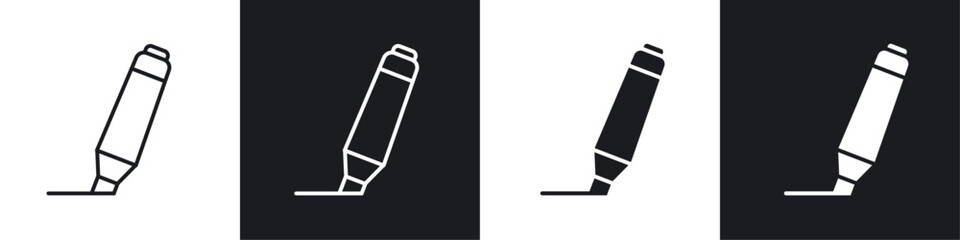 Highlighter icon vector icon set black filled and outlined style.