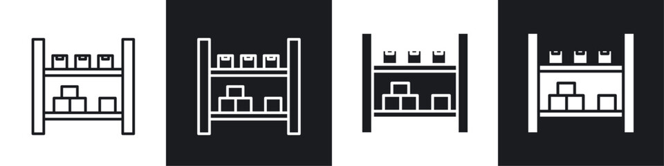 Inventory icon vector icon set black filled and outlined style.