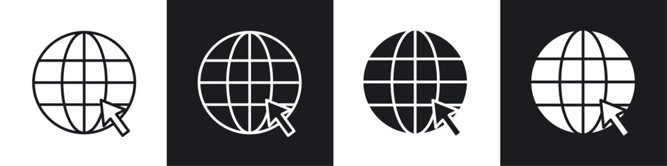 Internet icon vector icon set black filled and outlined style.