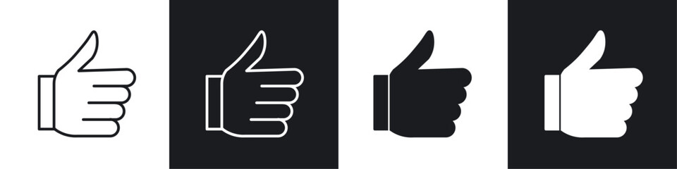 Like icon vector icon set black filled and outlined style.