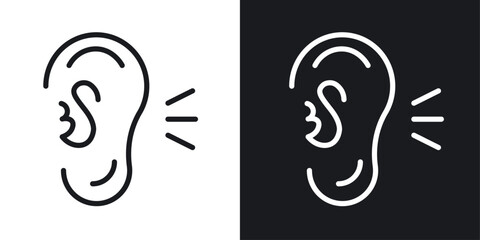 Listening icon vector icon set black filled and outlined style.
