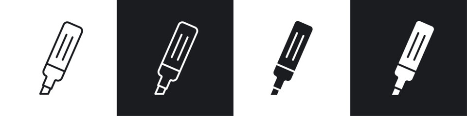 Marker icon vector icon set black filled and outlined style.