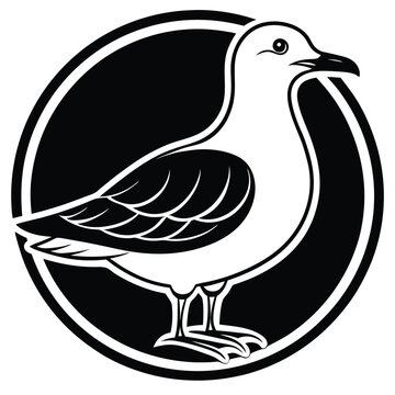 recommend clip art: Seagull bird silhouette line art on white background, vector illustration