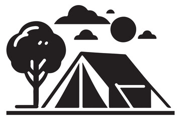 Tent icon silhouette vector style 