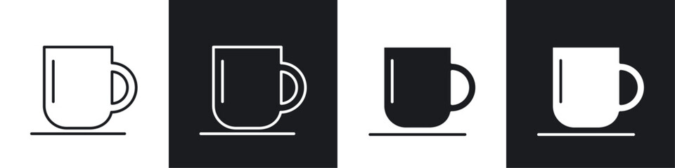 Mug icon vector icon set black filled and outlined style.