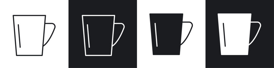 Mug icon vector icon set black filled and outlined style.
