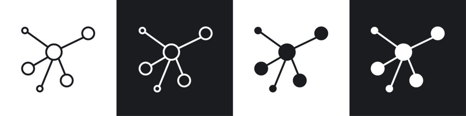Network icon vector icon set black filled and outlined style.