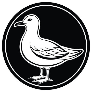 recommend clip art: Seagull bird silhouette line art on white background, vector illustration