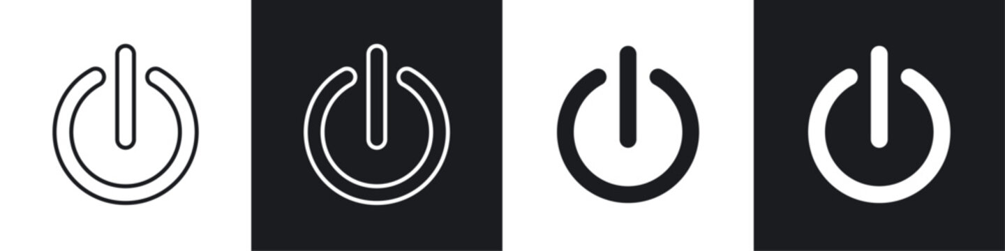 Power button icon vector icon set black filled and outlined style.