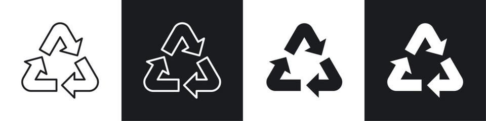 Recycle icon vector icon set black filled and outlined style.