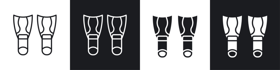Scuba diving icon vector icon set black filled and outlined style.