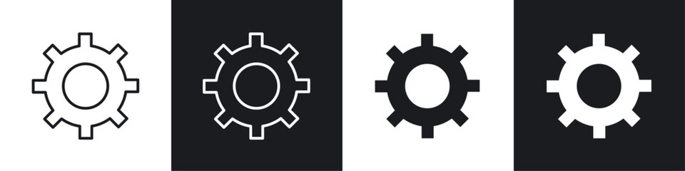 Settings icon vector icon set black filled and outlined style.