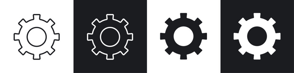 Settings button icon vector icon set black filled and outlined style.