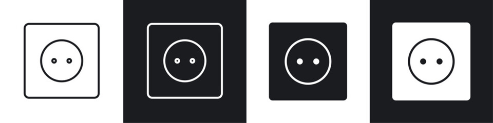 Fototapeta premium Socket icon vector icon set black filled and outlined style.