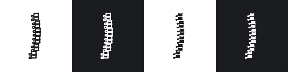 Spine icon vector icon set black filled and outlined style.