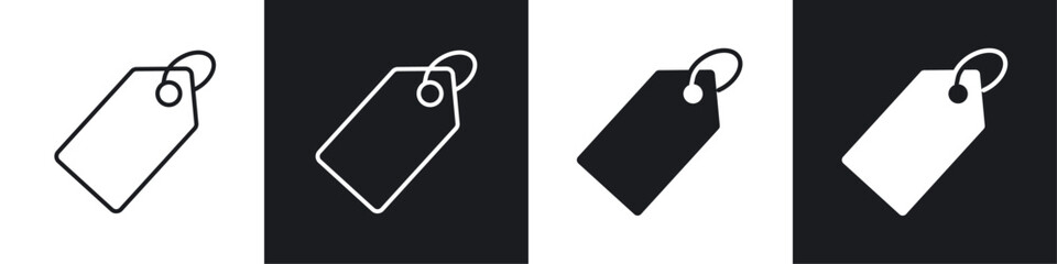 Tag icon vector icon set black filled and outlined style.