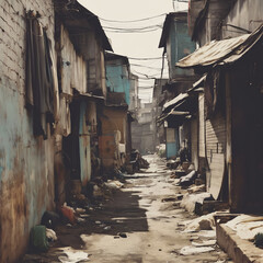 back alley of slums 빈민가 뒷골목 Generative AI