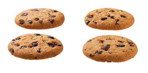Сhocolate chip cookies. Round chocolate chip cookies isolated on white background.