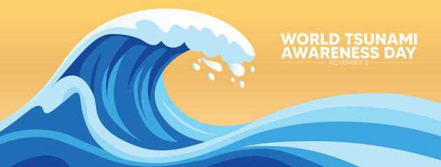 World Tsunami Awareness Day November 5 vector poster