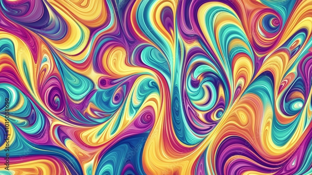 Poster Vibrant abstract swirl patterns in bold colors, creating a dynamic visual experience.