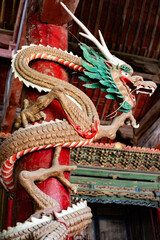 Obraz premium Shanxi Taiyuan Jin Ancestral Temple General Longzhu recent colorful sculpture, the entrance of the Hall of the Virgin Mary 