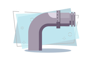Big water pipe construction. Steel, communication, house. Engineering concept. Vector illustration can be used for topics like leakage, construction, repair service