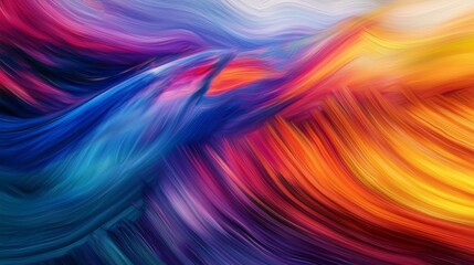 Fototapeta premium Vibrant abstract wave of colors flowing in shades of blue, purple, and orange, creating a dynamic visual experience.
