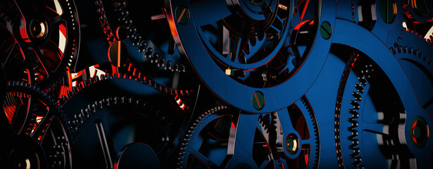 clock gear background and abstract . 3d, rendering, illustration,
