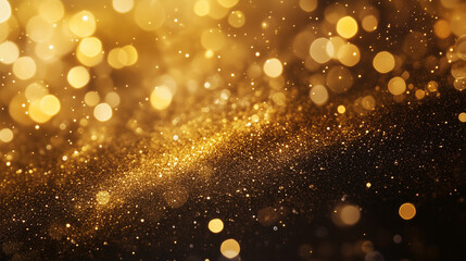 Naklejka premium Abstrakcyjne tło z złotymi błyskotkami tworzy urzekającą atmosferę, w której ciepłe, metaliczne odcienie przenikają się nawzajem.