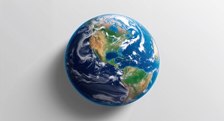 Fototapeta premium Detailed Earth globe from space on a plain white background.