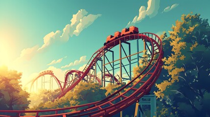 Obraz premium Simple Rollercoaster Icon Design