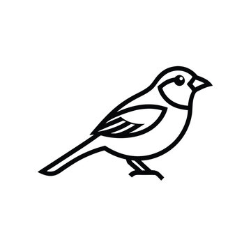 recommend clip art: sparrow little bird icon, simple cartoon line art. Minimal logo design element, vector illustration