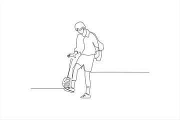 continuous line drawing of a man walking on the street