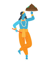 hindu god krishna and govardhan mountain