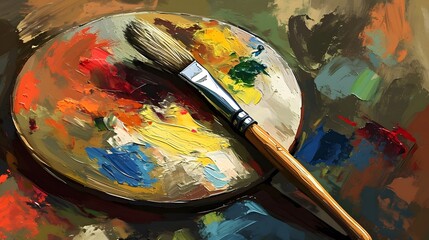 Obraz premium Simple Paintbrush and Palette Knife Icon Design