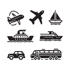 transportation icons set