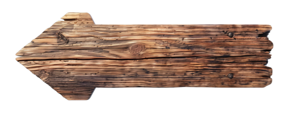 Vintage wooden signpost featuring blank directional arrows, ideal for creating customizable signage and enhancing nature-themed designs on a transparent background.