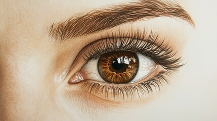 Obraz premium Capturing the Depth of Emotion: A Digital Exploration of Realistic Brown Eyes with Intricate Details and Vibrant Color Depth